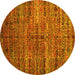 Round Machine Washable Persian Yellow Traditional Rug, wshtr1438yw