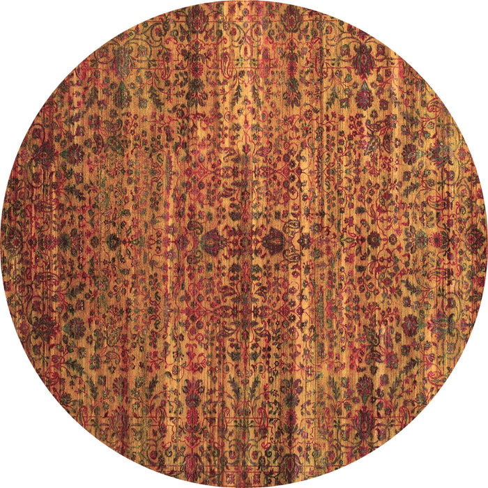Round Persian Brown Traditional Rug, tr1438brn