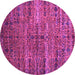 Round Machine Washable Persian Purple Traditional Area Rugs, wshtr1438pur