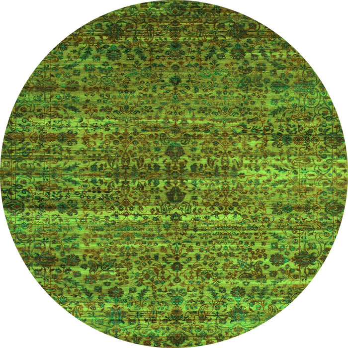 Square Persian Green Traditional Rug, tr1438grn