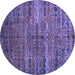 Round Machine Washable Persian Blue Traditional Rug, wshtr1438blu