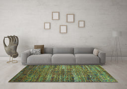 Machine Washable Persian Turquoise Traditional Area Rugs in a Living Room,, wshtr1438turq
