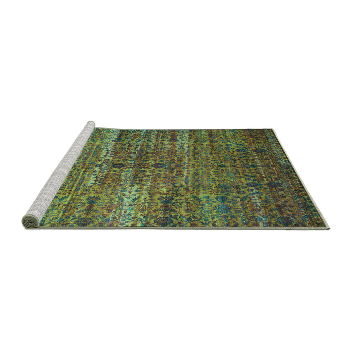 Sideview of Machine Washable Persian Turquoise Traditional Area Rugs, wshtr1438turq