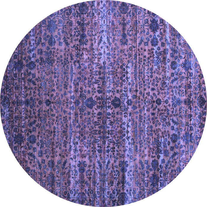 Round Persian Blue Traditional Rug, tr1438blu