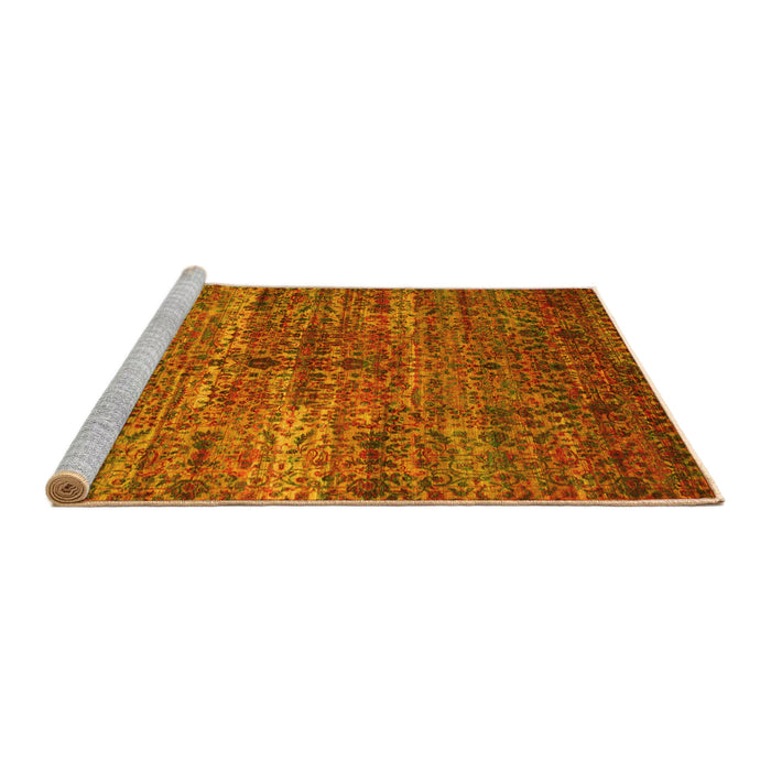 Sideview of Machine Washable Persian Yellow Traditional Rug, wshtr1438yw