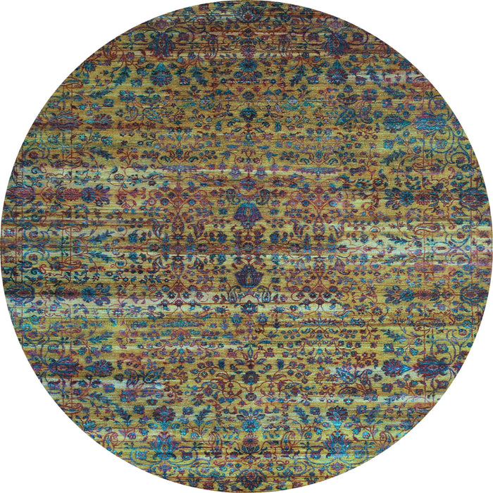 Round Machine Washable Persian Light Blue Traditional Rug, wshtr1438lblu