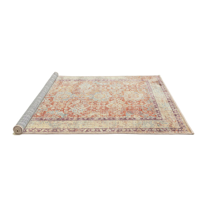 Sideview of Machine Washable Traditional Wheat Beige Rug, wshtr1439
