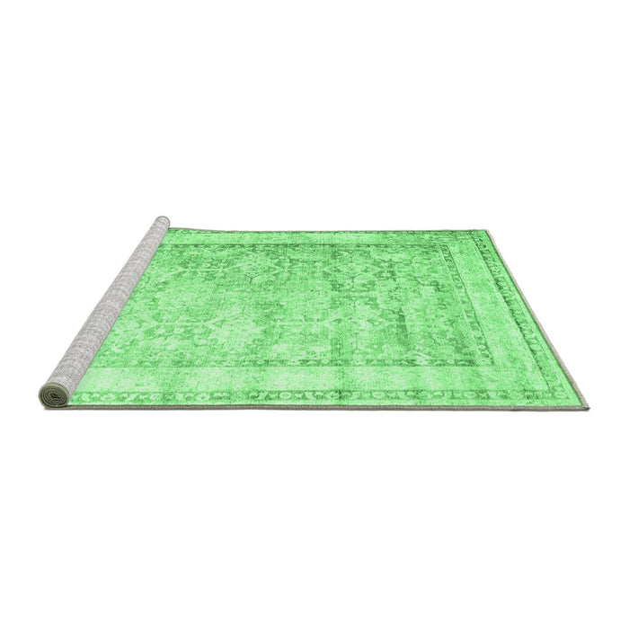 Sideview of Machine Washable Oriental Emerald Green Traditional Area Rugs, wshtr1439emgrn