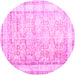 Round Oriental Pink Traditional Rug, tr1439pnk