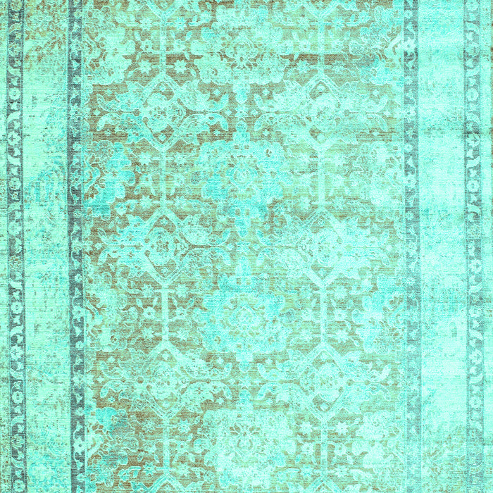 Machine Washable Oriental Turquoise Traditional Area Rugs, wshtr1439turq
