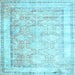 Square Oriental Light Blue Traditional Rug, tr1439lblu