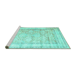 Sideview of Machine Washable Oriental Turquoise Traditional Area Rugs, wshtr1439turq