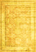 Machine Washable Oriental Yellow Traditional Rug, wshtr1439yw