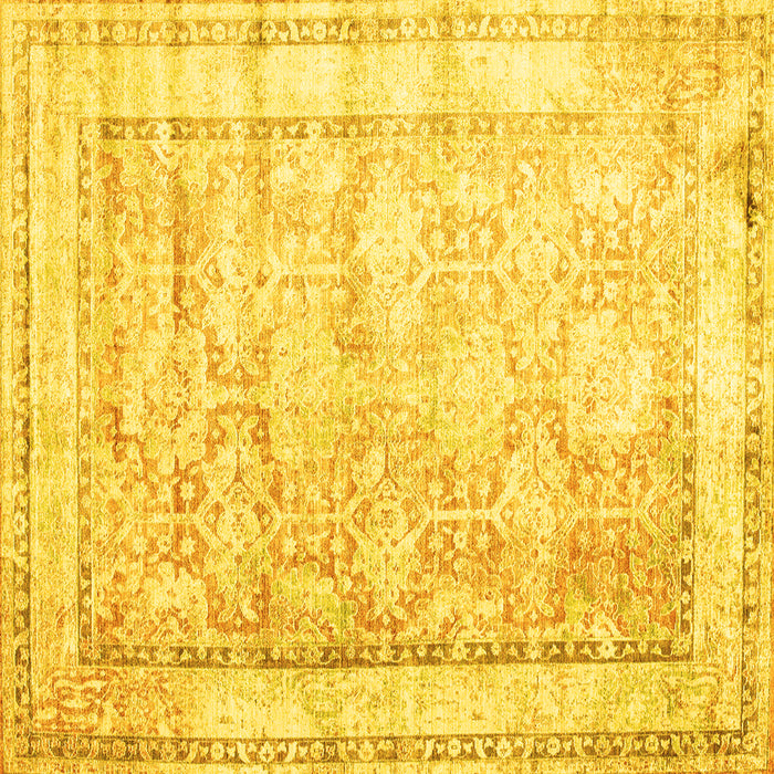Square Oriental Yellow Traditional Rug, tr1439yw