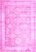 Machine Washable Oriental Pink Traditional Rug, wshtr1439pnk