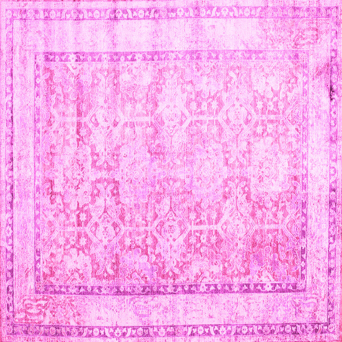 Square Machine Washable Oriental Pink Traditional Rug, wshtr1439pnk
