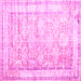Square Machine Washable Oriental Pink Traditional Rug, wshtr1439pnk