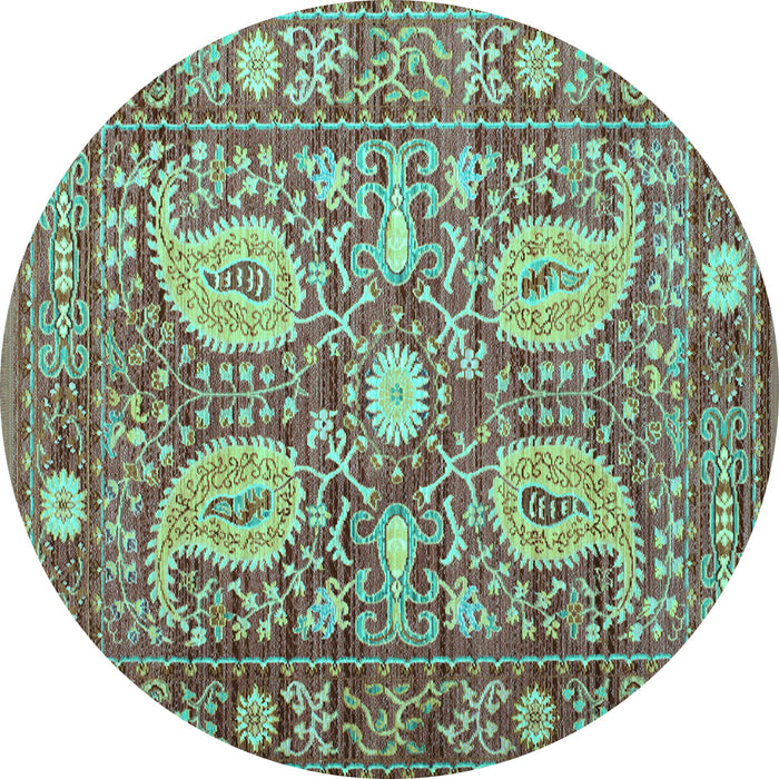Round Machine Washable Persian Turquoise Traditional Area Rugs, wshtr143turq