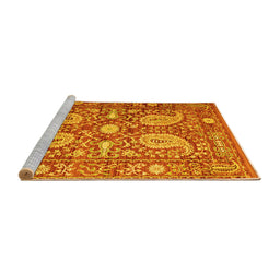 Sideview of Machine Washable Persian Yellow Traditional Rug, wshtr143yw