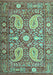 Machine Washable Persian Turquoise Traditional Area Rugs, wshtr143turq