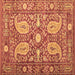 Square Machine Washable Persian Brown Traditional Rug, wshtr143brn