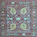 Square Machine Washable Persian Light Blue Traditional Rug, wshtr143lblu