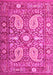 Machine Washable Persian Pink Traditional Rug, wshtr143pnk