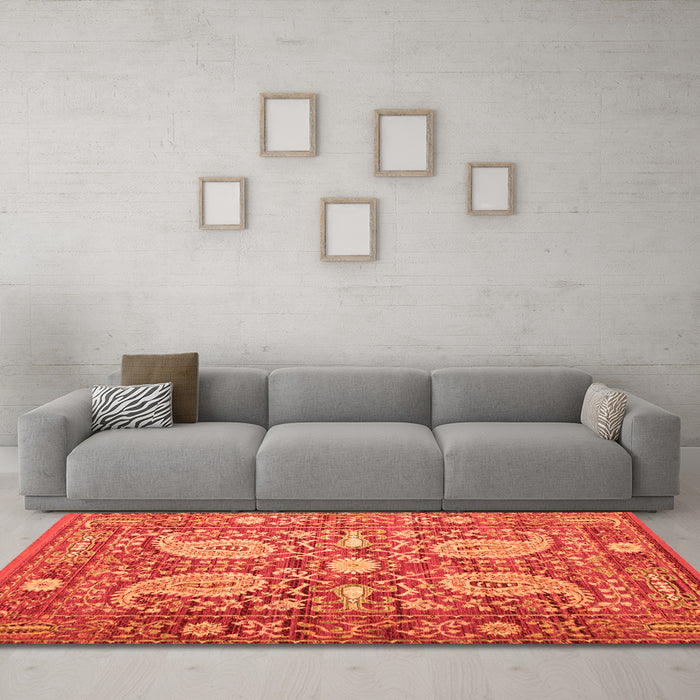 Machine Washable Persian Orange Traditional Area Rugs in a Living Room, wshtr143org