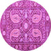 Round Persian Purple Traditional Rug, tr143pur