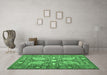 Machine Washable Persian Emerald Green Traditional Area Rugs in a Living Room,, wshtr143emgrn
