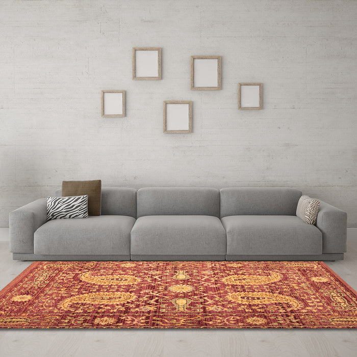 Machine Washable Persian Brown Traditional Rug in a Living Room,, wshtr143brn