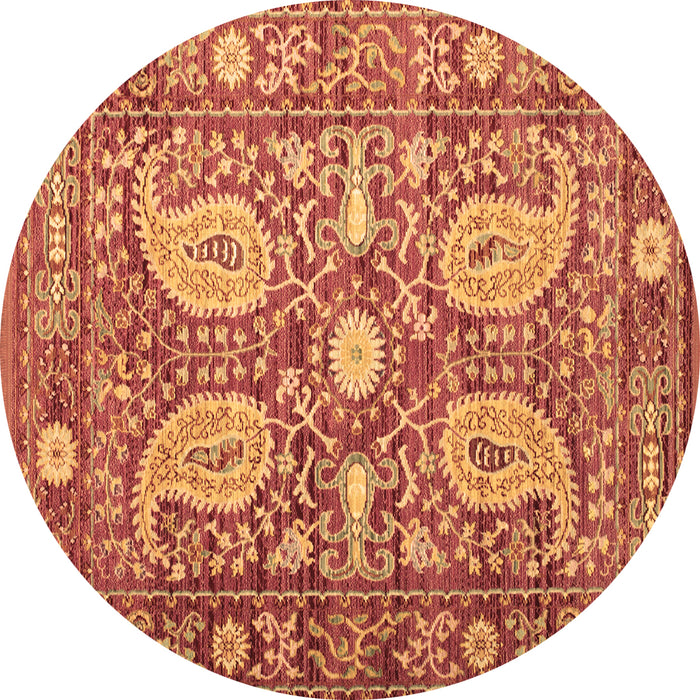 Round Persian Brown Traditional Rug, tr143brn