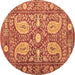 Round Persian Brown Traditional Rug, tr143brn