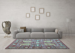 Machine Washable Persian Light Blue Traditional Rug in a Living Room, wshtr143lblu