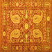 Square Machine Washable Persian Yellow Traditional Rug, wshtr143yw