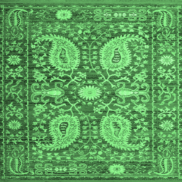 Square Persian Emerald Green Traditional Rug, tr143emgrn