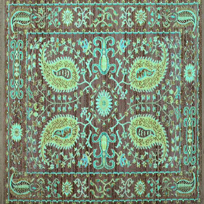 Square Machine Washable Persian Turquoise Traditional Area Rugs, wshtr143turq
