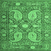 Square Machine Washable Persian Emerald Green Traditional Area Rugs, wshtr143emgrn