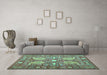 Machine Washable Persian Turquoise Traditional Area Rugs in a Living Room,, wshtr143turq