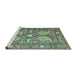 Sideview of Machine Washable Persian Turquoise Traditional Area Rugs, wshtr143turq