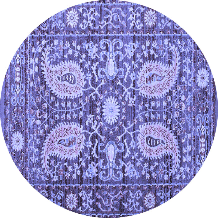 Round Machine Washable Persian Blue Traditional Rug, wshtr143blu