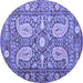 Round Machine Washable Persian Blue Traditional Rug, wshtr143blu