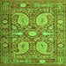 Round Machine Washable Persian Green Traditional Area Rugs, wshtr143grn