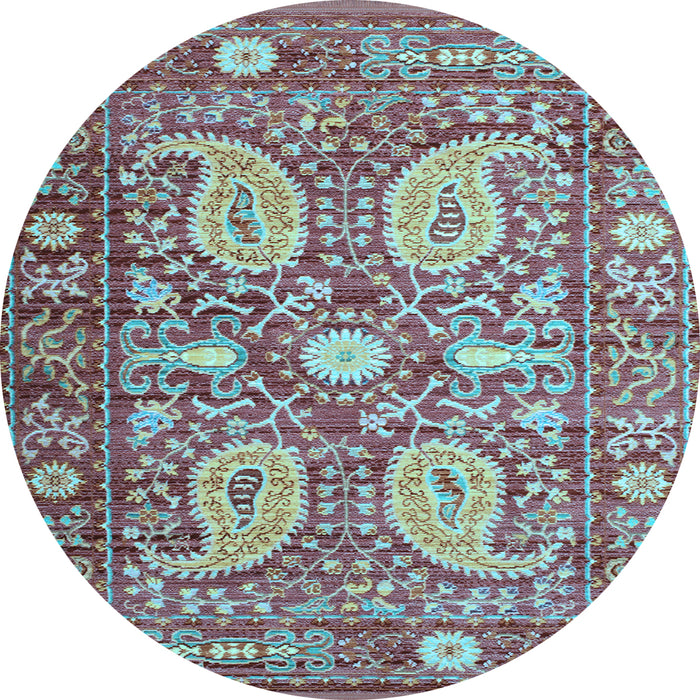 Round Persian Light Blue Traditional Rug, tr143lblu