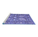 Sideview of Machine Washable Persian Blue Traditional Rug, wshtr143blu