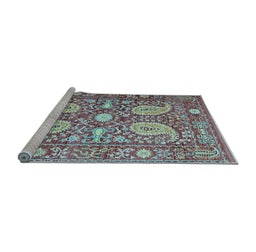 Sideview of Machine Washable Persian Light Blue Traditional Rug, wshtr143lblu