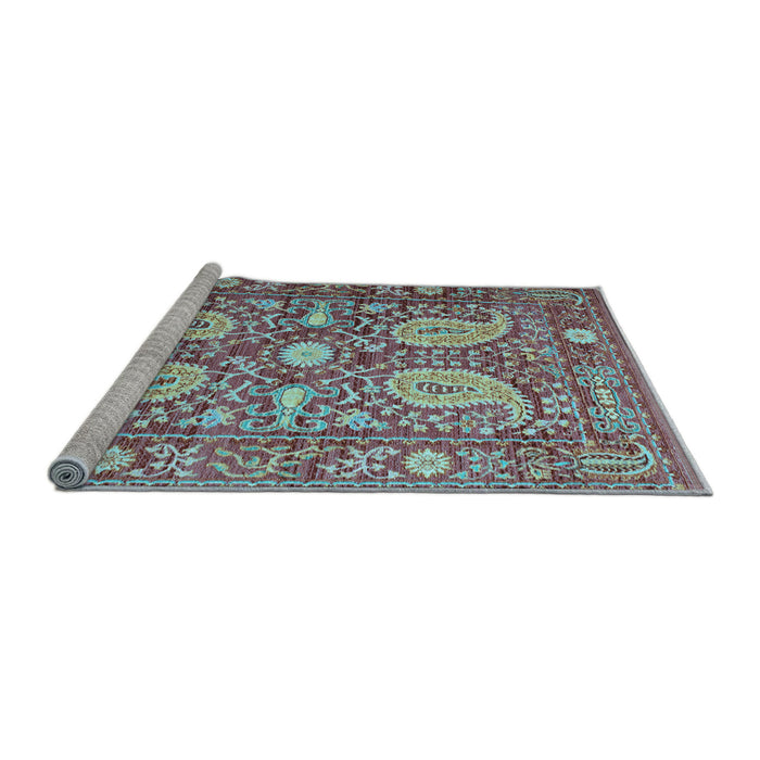 Sideview of Machine Washable Persian Light Blue Traditional Rug, wshtr143lblu