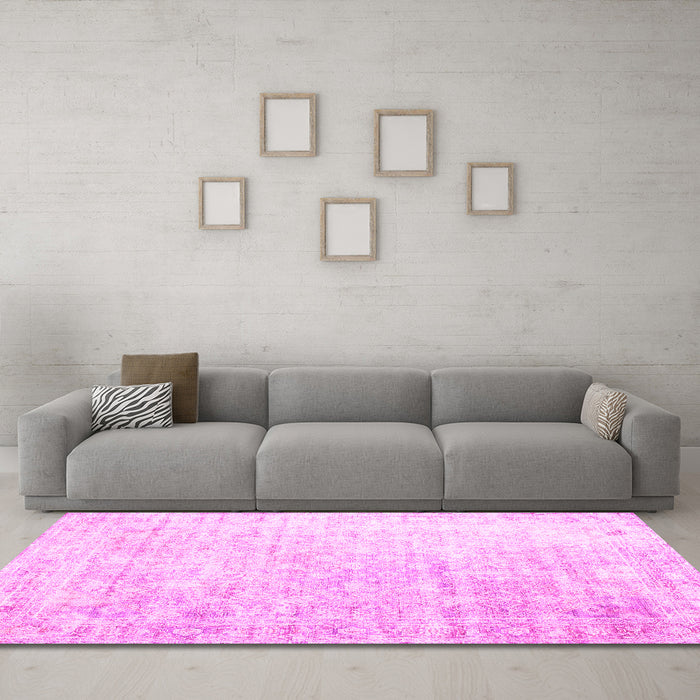Machine Washable Persian Pink Traditional Rug in a Living Room, wshtr1440pnk