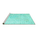 Sideview of Machine Washable Persian Turquoise Traditional Area Rugs, wshtr1440turq