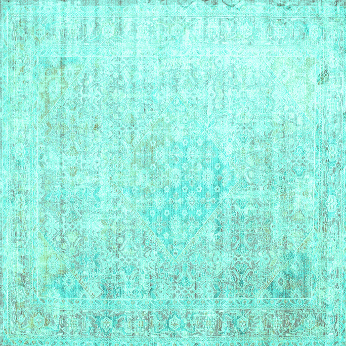 Square Machine Washable Persian Turquoise Traditional Area Rugs, wshtr1440turq